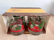 Libbey Christmas Glasses Holly and Berries Whiskey Rocks Juice Vintage Set 4 New