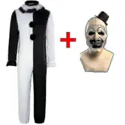 Cgmgtsn Adults Terrifier 2 Art The Clown Cosplay Costume Jumpsuit Hat Outfits Halloween Carnival Suit Zxin Costume and Mask M