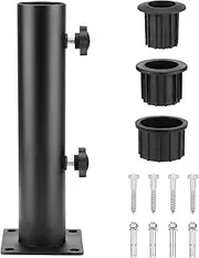 SLIIMU Deck Umbrella Mount Outdoor, 2.16'' Diameter In Wood Ground Flag Pole Holder, Bolt Down Windsock Pole Base Bracket, Adjustable Patio Table Umbrella Stand Outside for Garden Backyard Balcony
