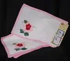 12 Placemats Embroidered Applique Flowers Retro Quirky Perky Pink Red Cottage