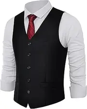[BABEYOND] Men's Formal Suit Vest Slim Fit Waistcoat Business Vest for Suit Tuxedo
