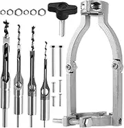 Square Hole Drill Bit Adapter with 4 Drill Bits Carbide Square Hole Drill Fixing Bracket for Drill Press, Mortise Machine Power Tool Accessory Quickly Install or Disassemble