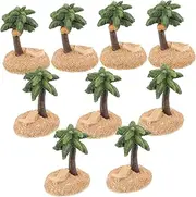 10pcs Micro Landscape Coconut Tree Decor Mini Tree with Beach Chair Lemon Fake Miniature Trees Plant Sand Table Trees Outside Succulents Decals Faux Scale Trees Synthetic Resin