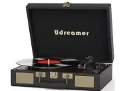 Udreamer Vinyl Record Player 3-Speed Suitcase Turntable w/ Speakers, BT 5.3, RCA