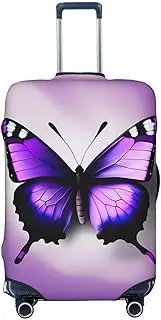 [CADREWY] Purple Butterfly print Print Travel Suitcase Cover Luggage Protector with Elastic Anti Scratch for Carry On, Black, Medium