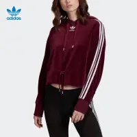 在飛比找蝦皮購物優惠-adidas 愛迪達 三葉草 酒紅 絲絨 抽繩 短版 Ang