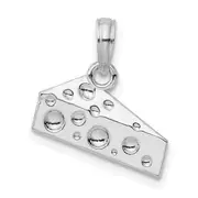Sterling Silver De-Ani Rhodium-Plated Polished Cheese Wedge Pendant