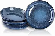 vicrays Large Salad Pasta Serving Bowls Ceramic Wide Shallow Bowls Set 47 Ounces Big Dinner Plates Bowls Porcelain 10 Inch Low Flat Design Blue Soup Bowl Microwave Dishwasher Safe
