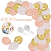 122PCS Balloons Garland Kit Retro Pink Gold Balloons Arch Set 5" 10" Latex RepRc