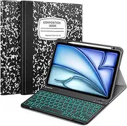 FINTIE Keyboard Case for iPad Air 11-inch M3 (2025) / M2 (2024), iPad Air 5th (2022) / 4th Generation 10.9 Inch - Soft TPU Cover w/Magnetically Detachable Bluetooth Keyboard, Backlight/Composition