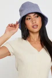 Blue Corduroy Bucket Hat - Size ONE, Women's Hats