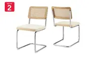 Set of 2 Matt Blatt Marcel Breuer Cesca Dining Chairs Replica (Rattan/Cream Velvet)