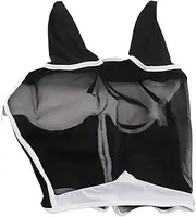 QANYEGN Breathable Horse Mask, Horse Elastic Mask, Breathable Mesh Horse Eye Shield for Horse Face Protection (L, Black)