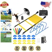 Dynamic Agility Training Set: 20ft Ladder with Hurdles, Cones & Carrying Bag