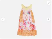 JONA MICHELLE Girls Sundress Chiffon Floral Striped Lace (ORANGE/YELLOW 7)NWT