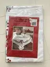 Kmart Poinsetta Ribbon Tablecloth Oblong 52”x70” Cotton/Polyester Vintage NIP