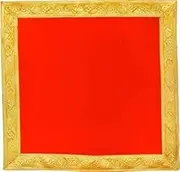 Red Velvet Pooja Aasan Cloth for Home Mandir, Temple, God and Goddess - Chowki Aasan Kapda, Altar Cloth (12 X 12 Inches, 1 Piece)