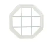 24 X 24 Inch Fixed Octagon Geometric Vinyl Window with Crisscrossed Grid White
