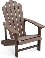 EFURDEN Adirondack Chair, Polystyrene, Weather Resistant & Durable Fire Pits Chair for Lawn and Garden, 158 KG Load Capacity with Easy Assembly (Brown, 1 pc)
