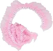5 Yards Printing Dots Pleated Trim Mesh Lace Ribbon, DIY Lace Craft Trim for Scrapbooks and Clothing Accessories (Pink)
