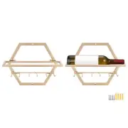2 Set Metal Wall Mounted Wine Bottle Rack, Hanging Wine Display Racks, Gold