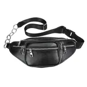 3PCS Men PU Leather Crossbody Bag Waterproof Shoulder Bag Camping Travel Chest Bag