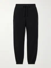 [James Perse] James Perse - Brushed Cotton And Cashmere-blend Tapered Track Pants - Black - 2 2 Black
