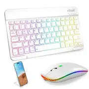 Bluetooth Keyboard & Mouse Combo for iPad - Rechargeable RGB Wireless Set wit...
