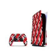 3M PS5 Skin Decal Sticker for Console and 2 Controllers Red Skelleton Skull