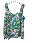 Rose & Olive Size 1X Pink Teal Green Floral Leaf Print Sleeveless Tank Top NEW