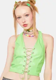 Lucky Cyber Sexy Lace-Up Halter Top