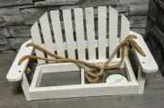 Garden Treasure 8.25" x 15" White Wood Porch Swing Bird Seed Feeder Yard Decor