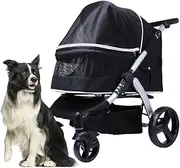 Dog Strollers for Large Dogs, Dog Pram Pushchair Travel Stroller Carrier Pet Strollers for Large Dogs / 2 Cats, Large Pet Dog Stroller Great for Twin or Multiple Pet(Nero)