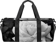 EGGDIOQ White Nature Flowers Designed Travel Duffel Bag Luggage Tote Bag Gym Sports Bag for Man Women
