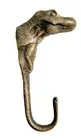 Dinosaur Wall Hook Cast Iron Rustic Jurassic Coat Keys 5.75" High Brass Color