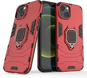 Case for iPhone 14,Hybrid Heavy Duty Protection Shockproof Defender Kickstand Armor Case Cover,Red
