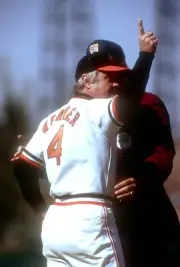 Manager Earl Weaver Baltimore Orioles argues with the umpire at an- Old Photo 2