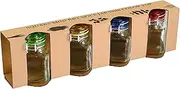 [Grant Howard] Round Mini Jars with Color Airtight Hinged Lid, 4 Sets 3 Ounces, Glass Food Storage Canning Container, Clear