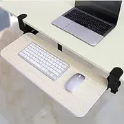 Under Desk Keyboard Tray Desk Extender, Pink Keyboard Tray Storage Shelf Sliding Wooden Platform Ergonomic Keyboard Platform Adjustable Desk Extension(White Maple,68 * 24Cm/27 * 9Inch)