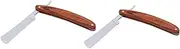 CTIRCHIU 2Pcs Vintage Razor Manual Beard Shaver with Wood Handle Safe Barber Razor for Home Use Hair Salon Shaver for Men Durable