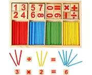 Counting Number Blocks And Sticks | Montessori Toys For Toddlers | Homeschool Supplies | Educational Wooden Math Educational Number Cards And Rods
