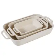 3pc Davis & Waddell Darley Stoneware Bakeware Set Cream Speckle Rectangle Cream