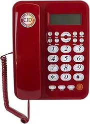 Richer-R Landline Telephone,Red Desk Phone Home Office Landline Phone Wired Telephone, LCD Screen Display Caller ID Fixed Landline Telephone with FSK and DTMF