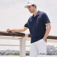 在飛比找momo購物網優惠-【NAUTICA】男裝 簡約素面休閒短袖POLO衫(深藍)