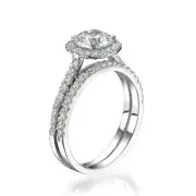 3 1/2 CT Diamond Engagement Ring Set Round F/SI1 14K White Gold Size Selectable