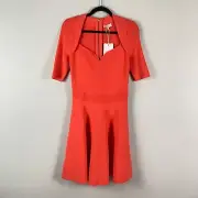 Ted Baker Milly Rib Knit Sweetheart Neckline Dress Size 3 US 8-10 Coral