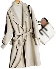 [Generic] Winter Cashmere Coat Women Mid-Length Wool Coat Autumn Cashmere Coat Commuting (Color : Beige, Size : XL Code)