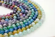 Colorful Agate Faceted Round Sphere Rainbow Gemstones Beads with Coating RNF92