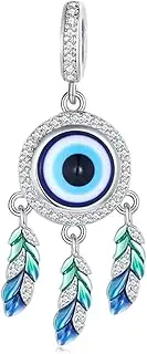 [Teleye] Devil's Eye Pendant Charm 925 Sterling Silver Charm Fits For Pandora Bracelet Necklace,BSC785, Cubic Zirconia, Created Cubic Zirconia