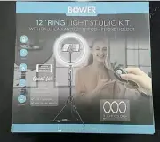 Bower 12” LED Selfie Ring Studio Light Kit Brand New Box vlogger live stream NEW